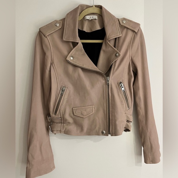 IRO Jackets & Blazers - IRO ASHVILLE lamb leather jacket in size FR38 in a light blush/sand color
